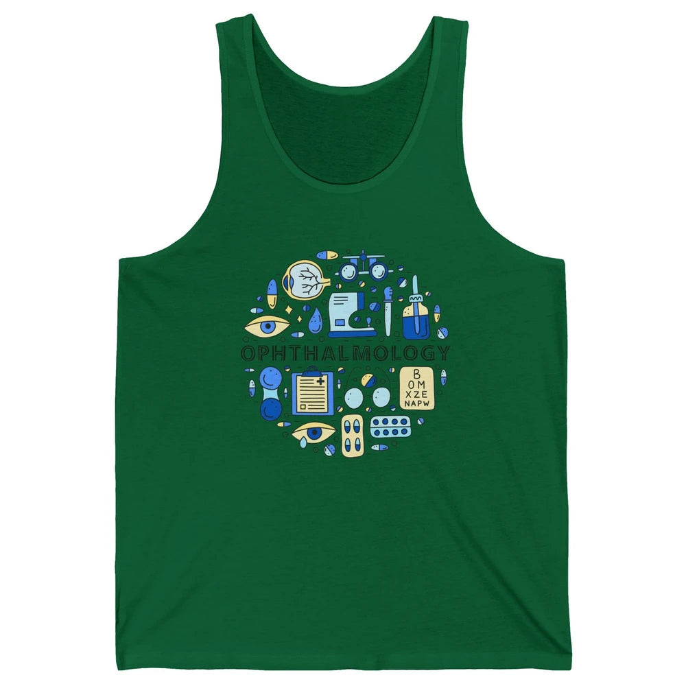 Optometrist Eye Chart Phoropter Symbols Ophthalmology Tech Unisex Jersey Tank