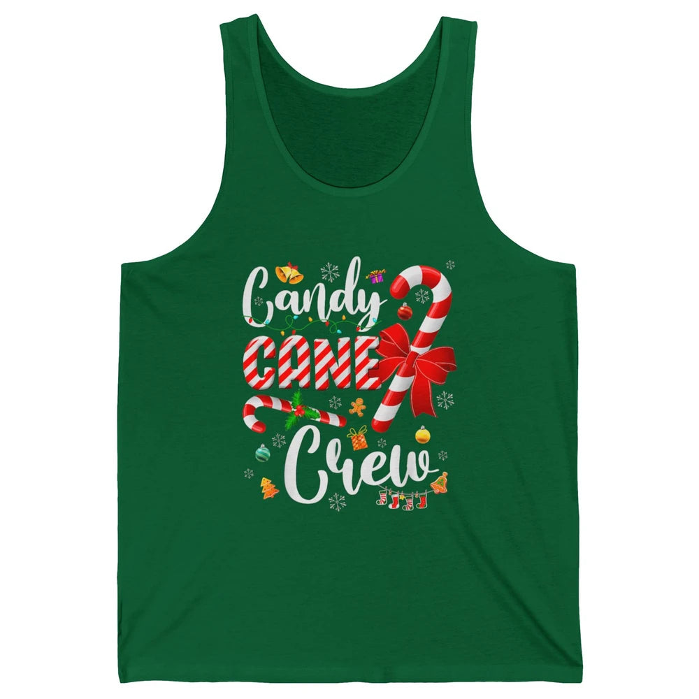 Merry Christmas Sweet Candy Cane Crew Xmas Tree Lights Santa Unisex Jersey Tank