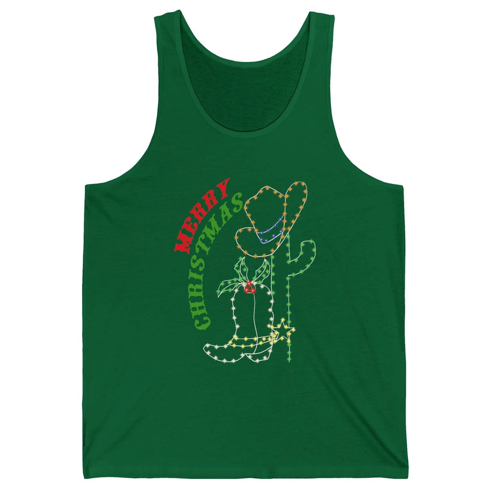 Retro Cowboy Merry Christmas Western Country Cowgirl Costume Unisex Jersey Tank