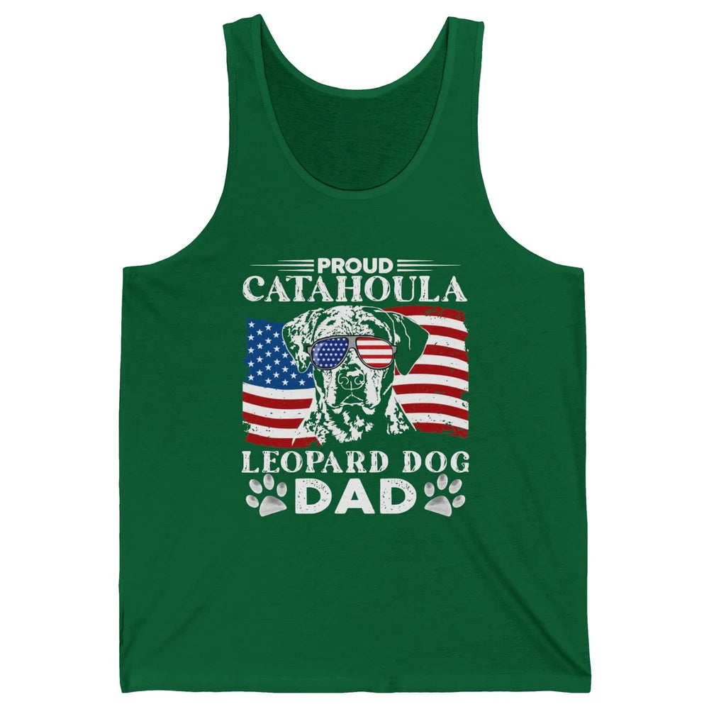 Proud Catahoula Leopard Dog Dad US Flag Patriotic 4th July Unisex Jersey Tank