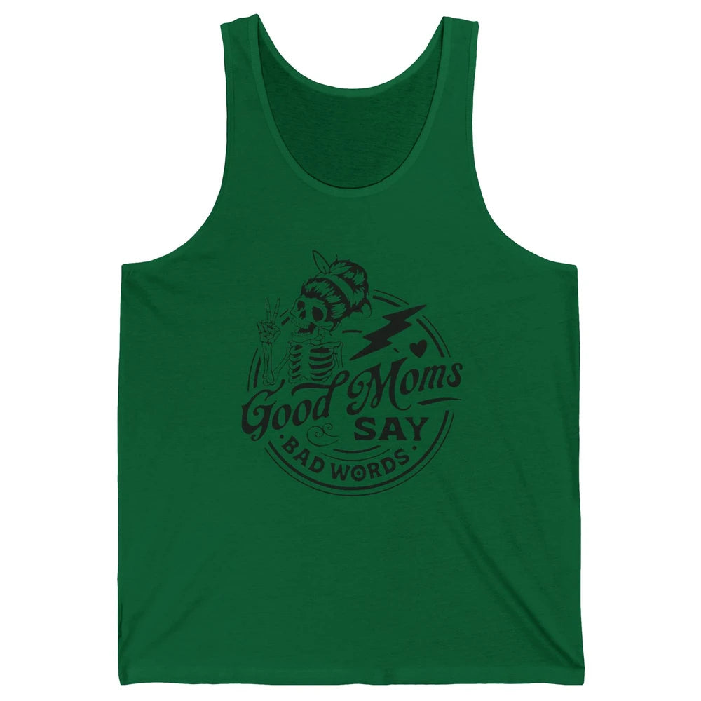 Funny Skeleton Good Moms Say Bad Words Western Country Mom Unisex Jersey Tank