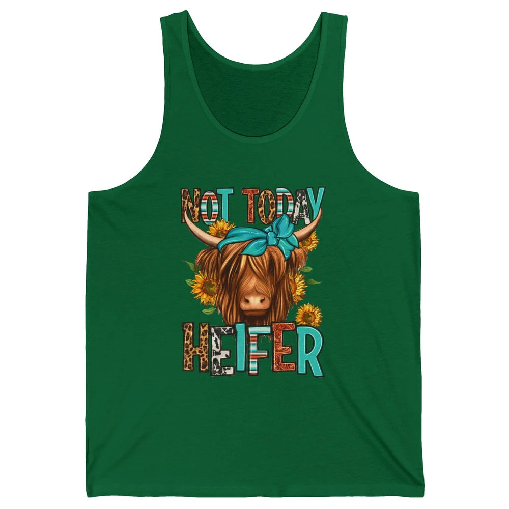 Leopard Highland Cow Bandana Not Today Heifer Western Animal Unisex Jersey Tank