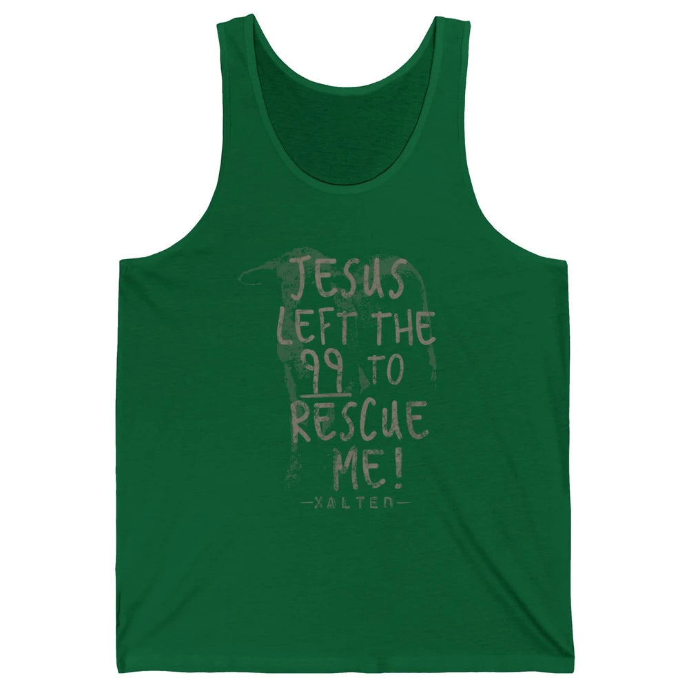 Retro He Left The 99 Rescue Me Christian Jesus Lamb Bible Unisex Jersey Tank