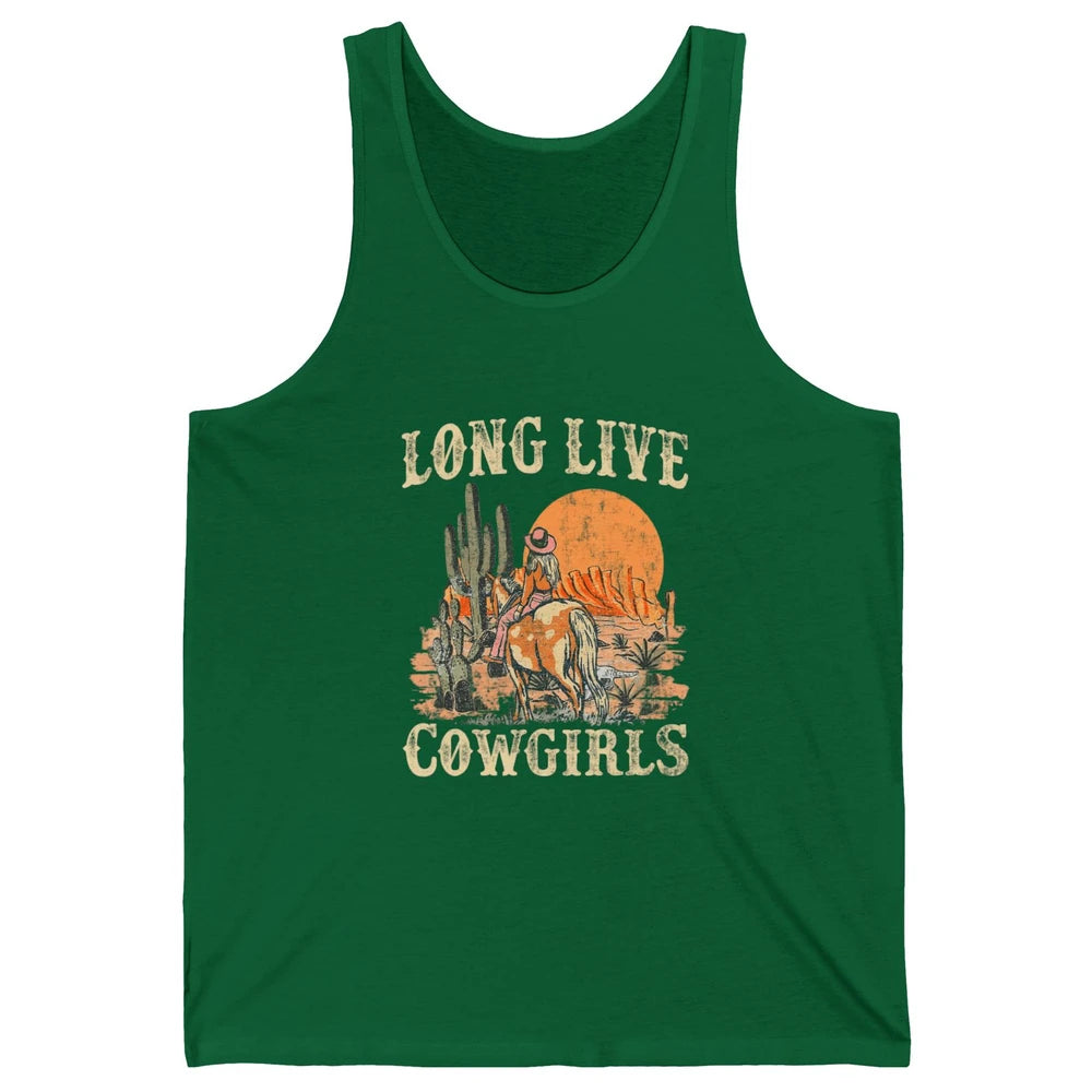 Retro Long Live Howdy Rodeo Western Desert Cowgirl Horseback Unisex Jersey Tank