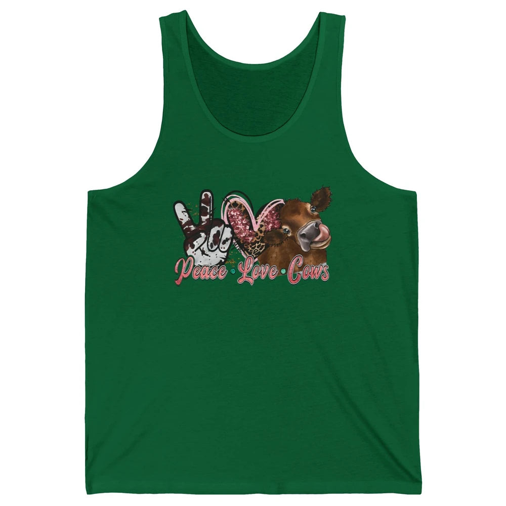 Peace Love Cows Farm Animals Western Cowhide Cow Lovers Gift Unisex Jersey Tank