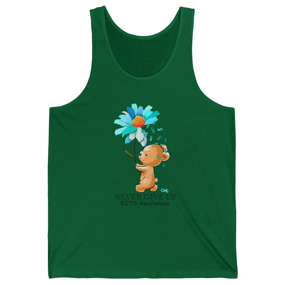 POTS Awareness Keep Going Daisy Bear Turquoise Sunflower Unisex Jersey Tank