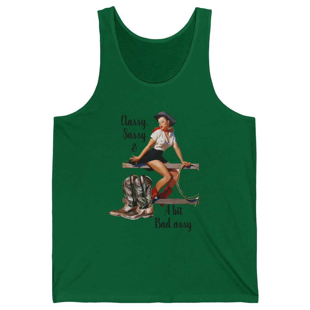 Retro Cowgirl Boots Classy Sassy Western Country Cowboy Gift Unisex Jersey Tank