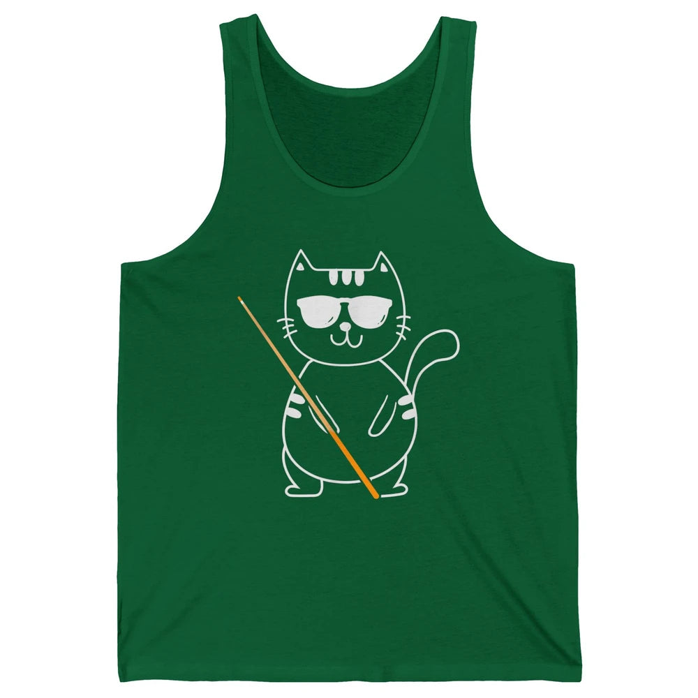 Pool Player Cool Cat Sunglasses Eight Balls Pool Snooker Pun Unisex Jersey Tank