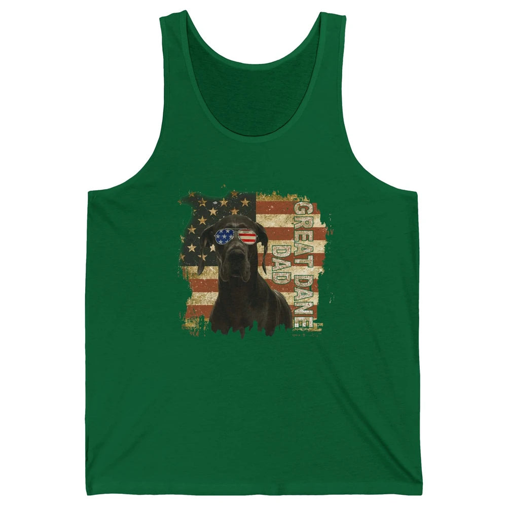Retro Best Great Dane Dad Ever American Flag 4th Of July Unisex Jersey Tank
