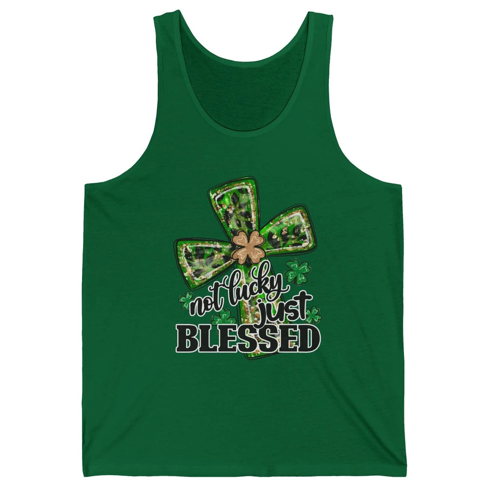 Not Lucky Just Blessed Patrick's Day Christian Faith Clovers Unisex Jersey Tank