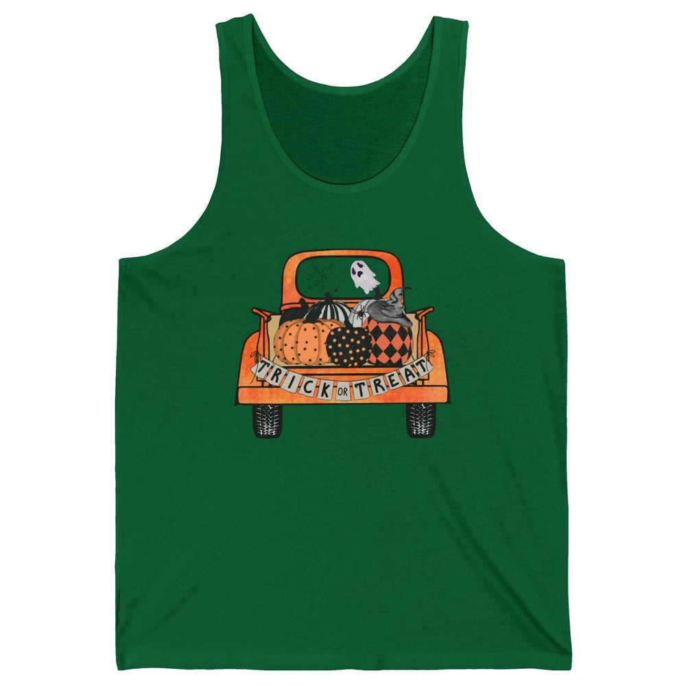 Retro Fall Pumpkin Truck Fall Halloween Trick Or Treat Gift Unisex Jersey Tank