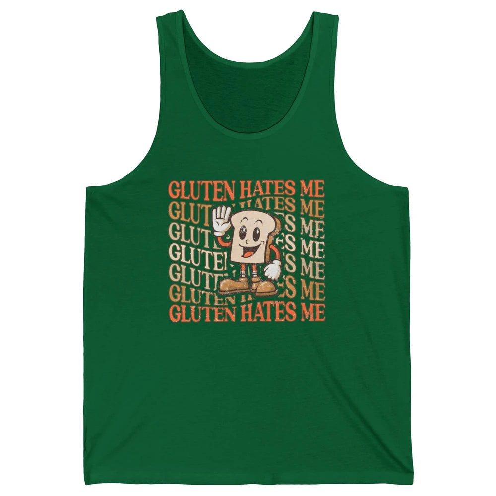 Funny Gluten Hates Me Retro Gluten Free Bread Celiac Disease Unisex Jersey Tank