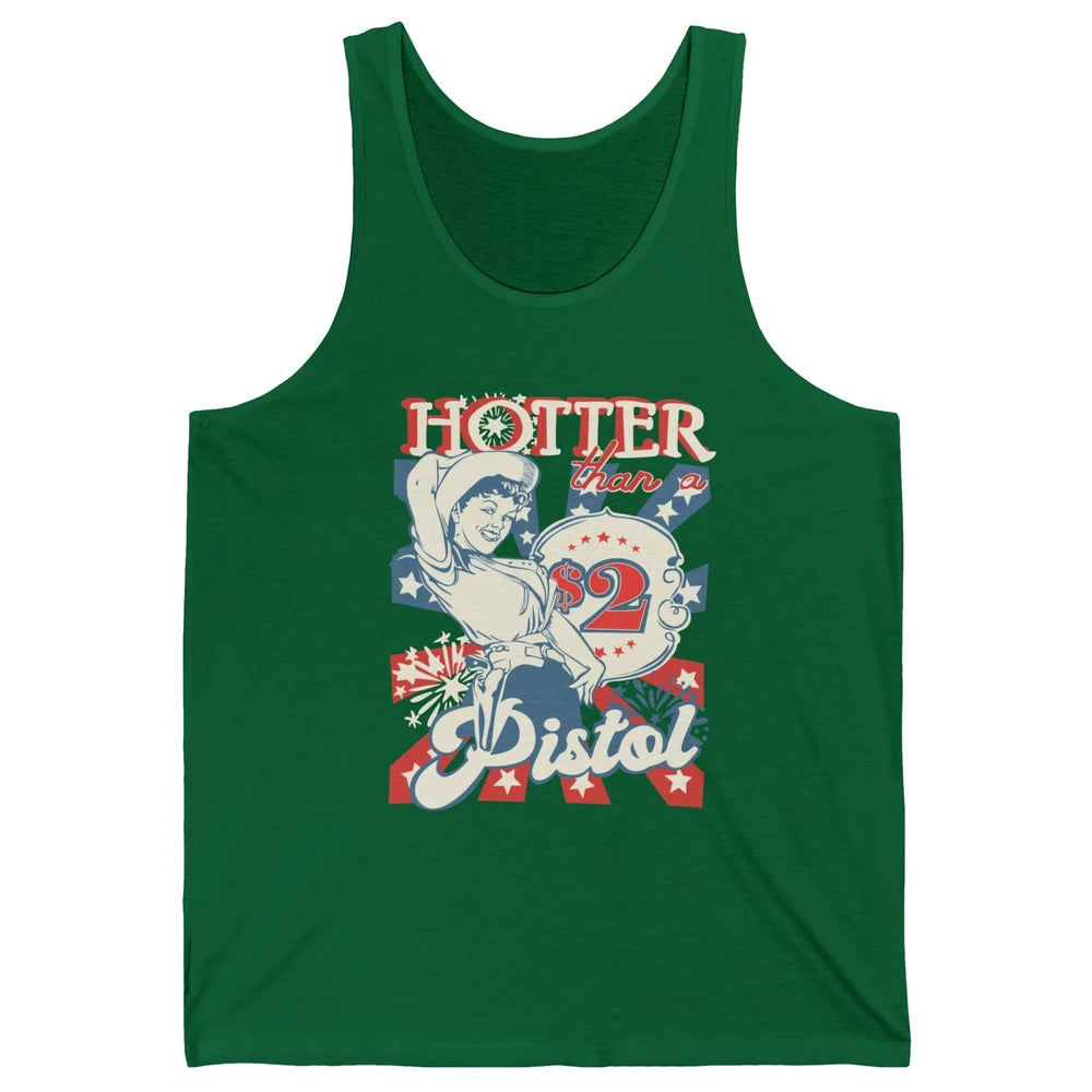 Retro Cowgirl Hotter Than A 2 Dollar Pistol Western Country Unisex Jersey Tank
