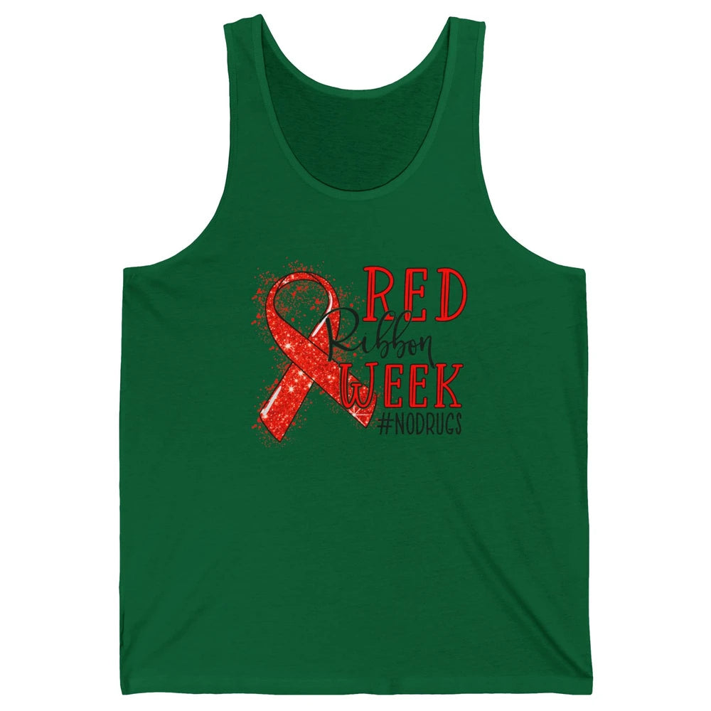 October Red Ribbon Week Awareness No Drugs Drug Free Unisex Jersey Tank