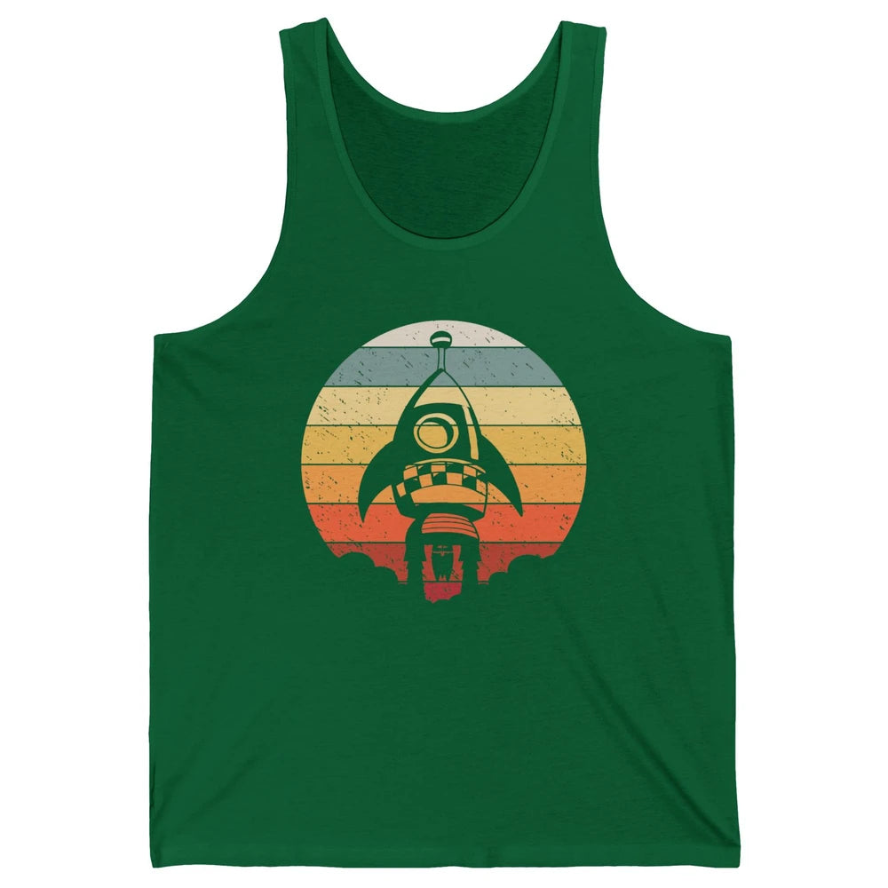 Retro Astronaut Spaceship Spacecraft Spaceman Rocket Launch Unisex Jersey Tank