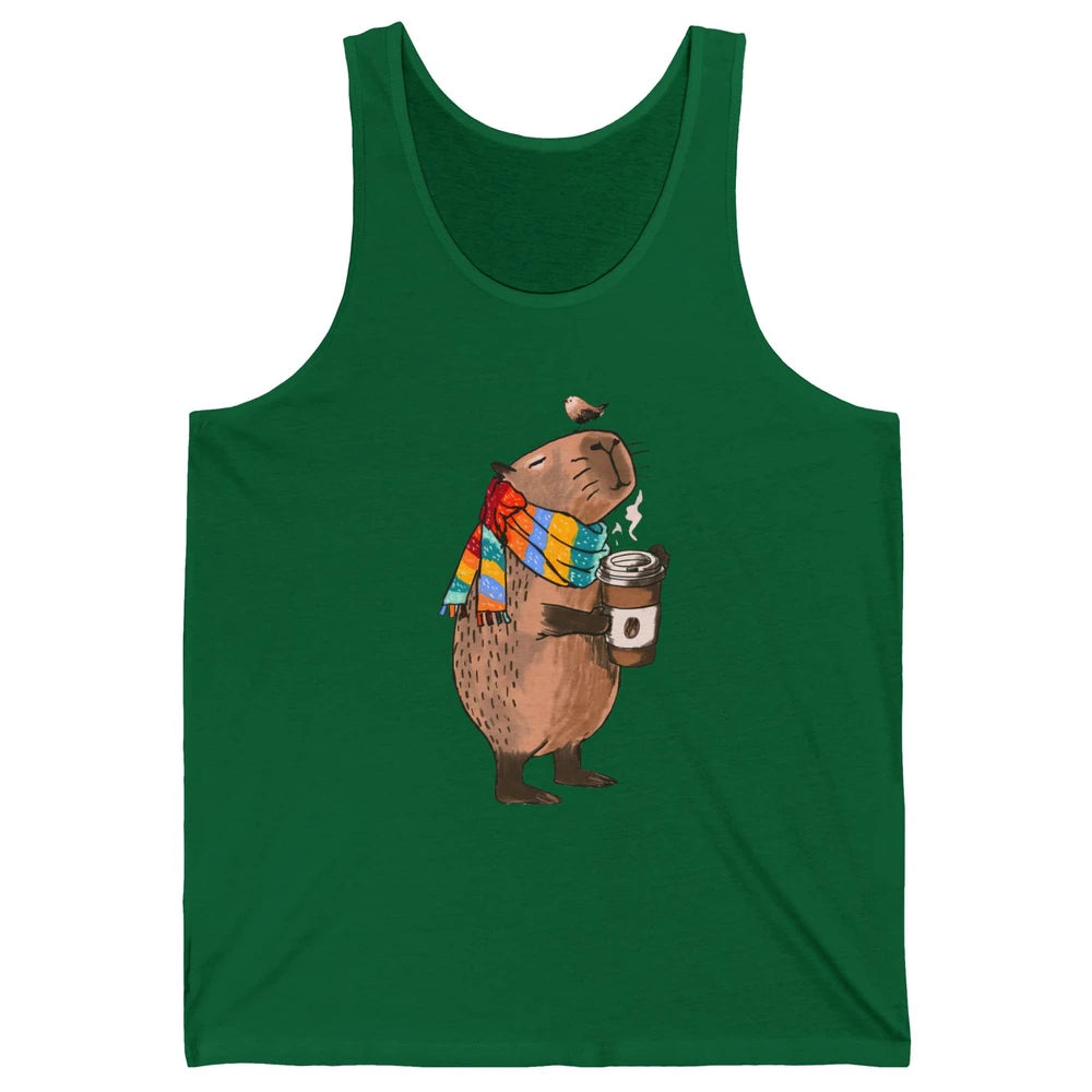 Retro Capybara Drinking Coffee Animal Stuffed Capybara Lover Unisex Jersey Tank