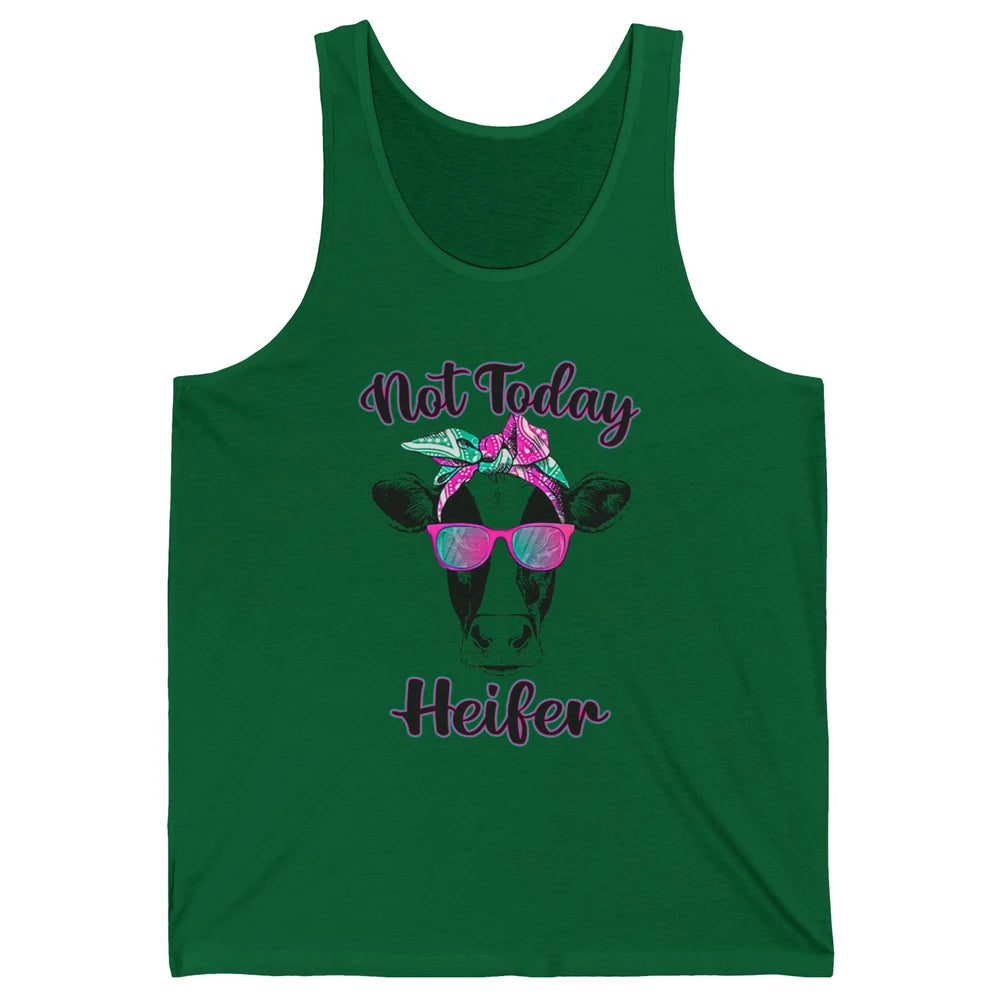 Not Today Heifer Funny Cow With Glasses Bandana Heifer Lover Unisex Jersey Tank