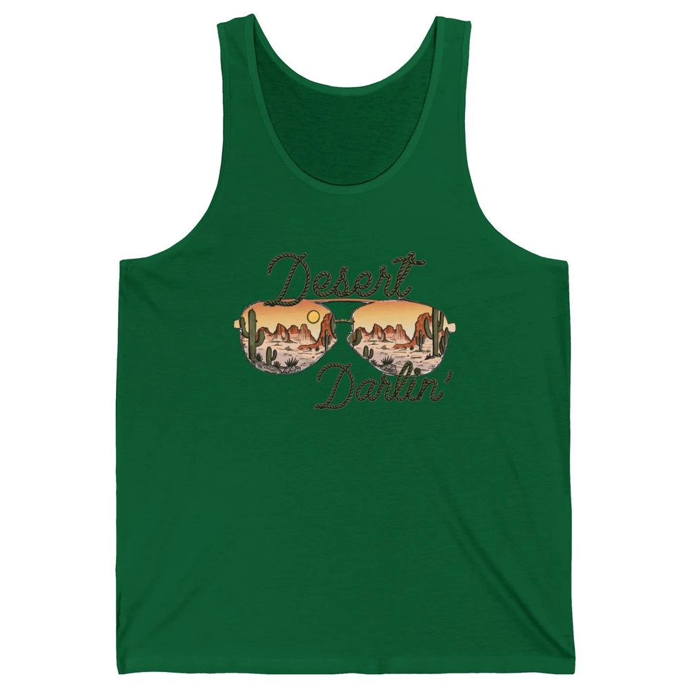 Retro Desert Darling Cactus Glasses Western Country Cowboy Unisex Jersey Tank