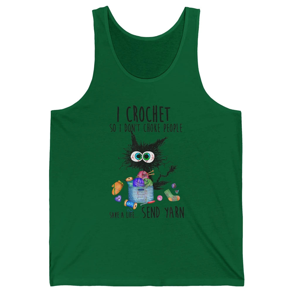 I Crochet So I Dont Choke People Cute Black Cat Knit Vintage Unisex Jersey Tank