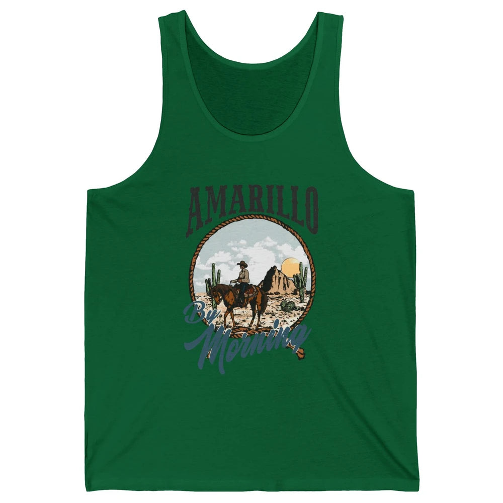 Retro Desert Cowboy Riding Horse Amarillo By Morning Western Unisex Jersey Tank