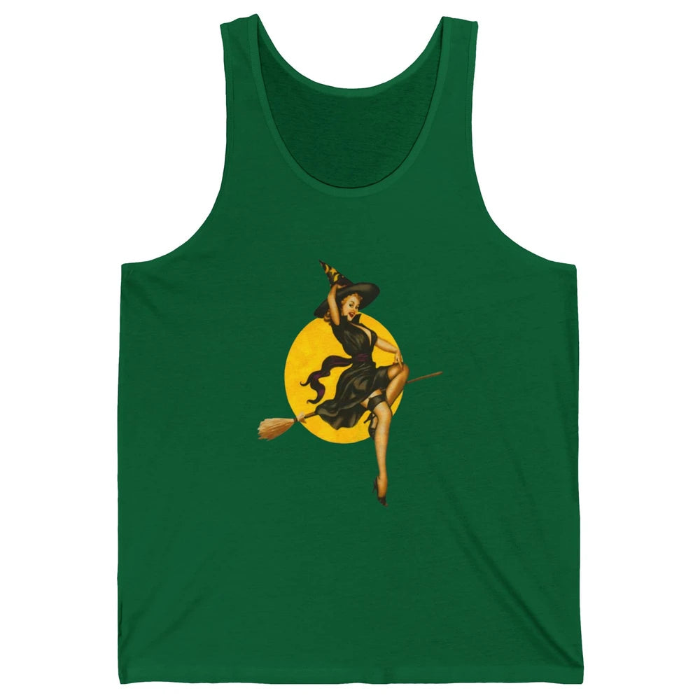 Pin Up Vintage Witch Pastel Witchcraft Halloween Spooky Goth Unisex Jersey Tank