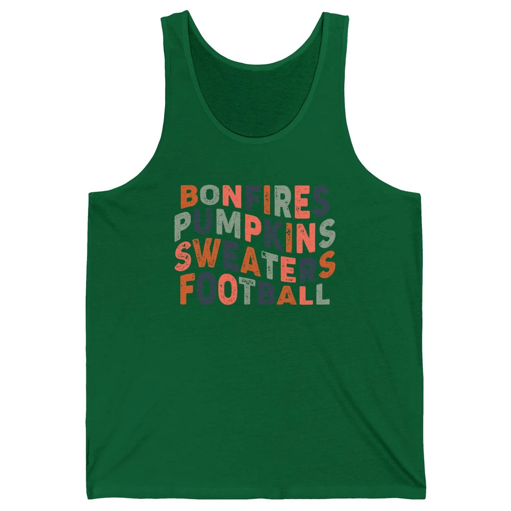 Retro Fall Bonfires Pumpkins Swaeaters Football Thanksgiving Unisex Jersey Tank