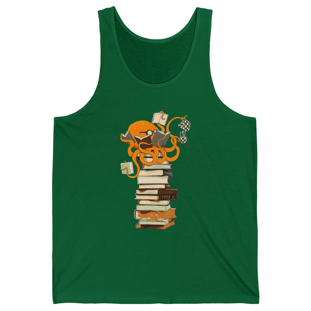 Reading Books Octopus Tea Coffee Sea Animal Marine Bookish Unisex Jersey Tank