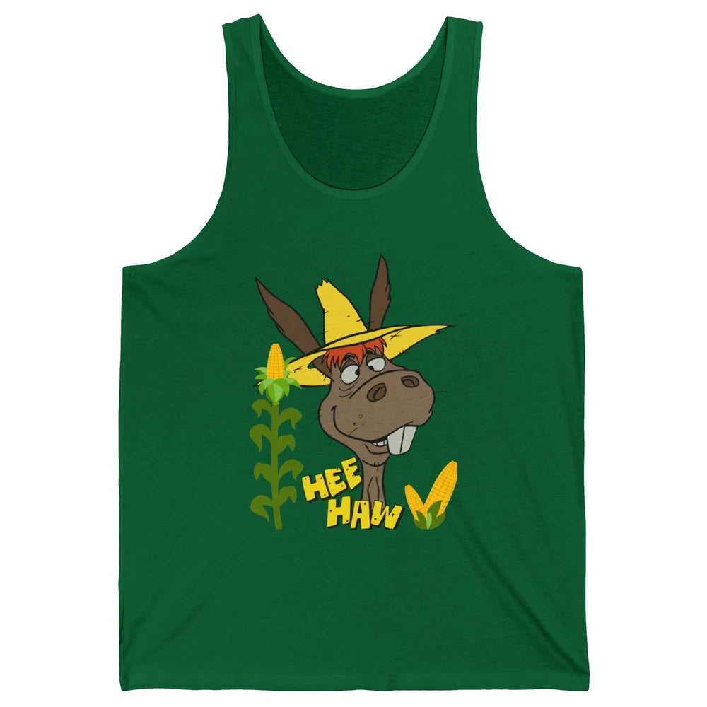 Funny Donkey Face Hee Haw Farming Life Farm Animal Corn Life Unisex Jersey Tank