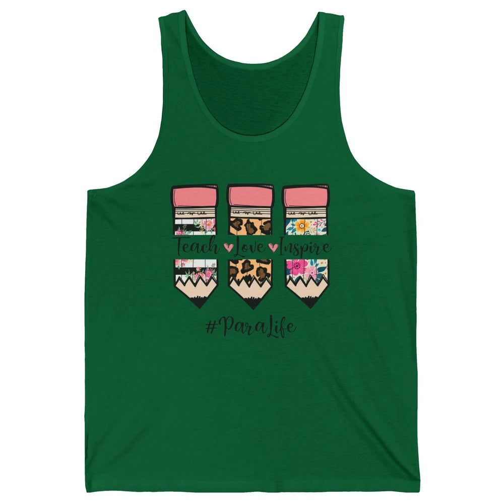 Floral Leopard Teach Love Inspire Para Life Para Teacher Unisex Jersey Tank