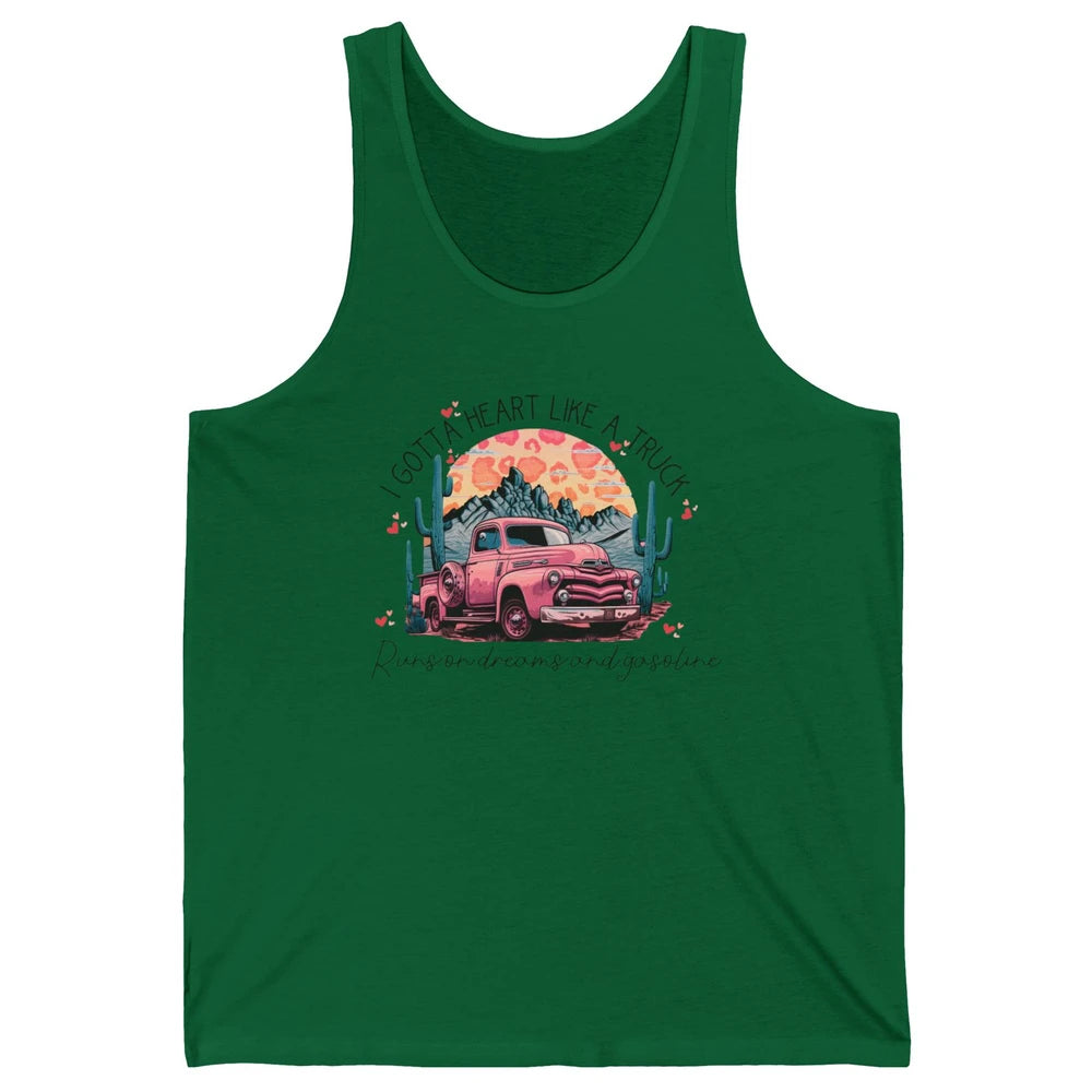 Retro Desert Cactus Got A Heart Like Truck Western Valentine Unisex Jersey Tank