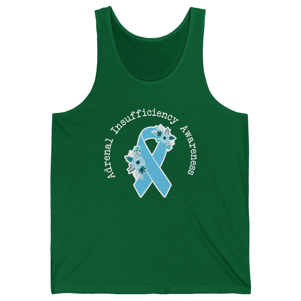Adrenal Insufficiency Awareness Floral Light Blue Ribbon Unisex Jersey Tank