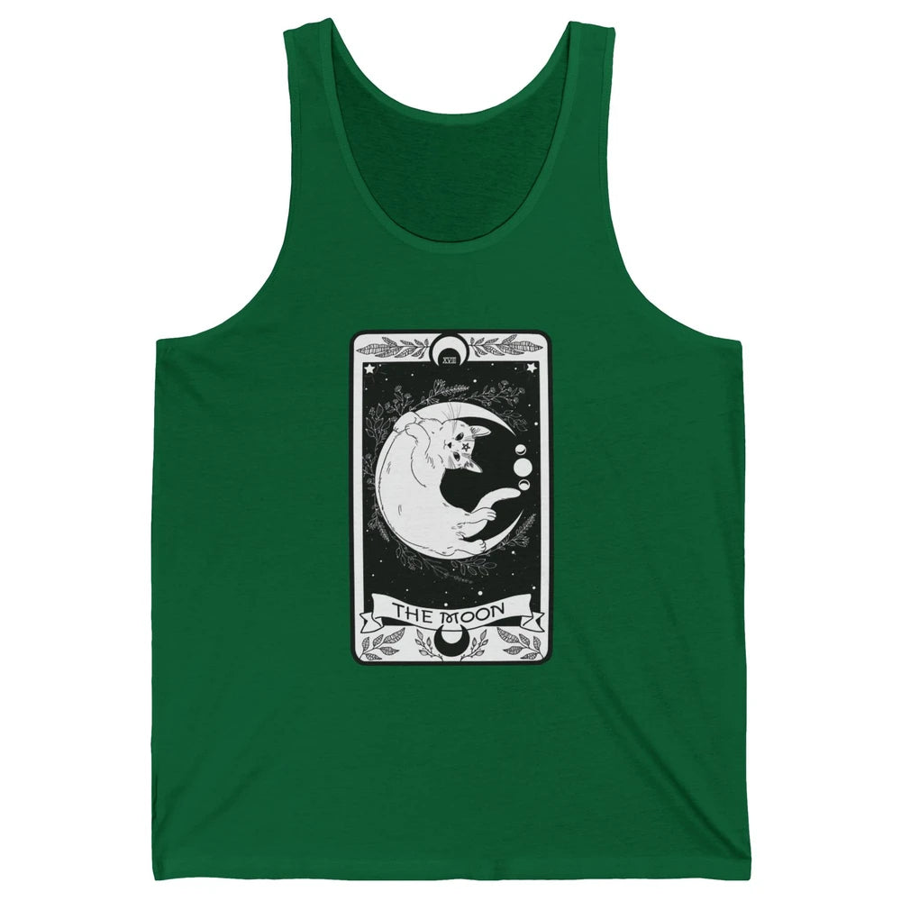Retro Halloween Gothic Cat The Moon Tarot Card Witchcraft Unisex Jersey Tank