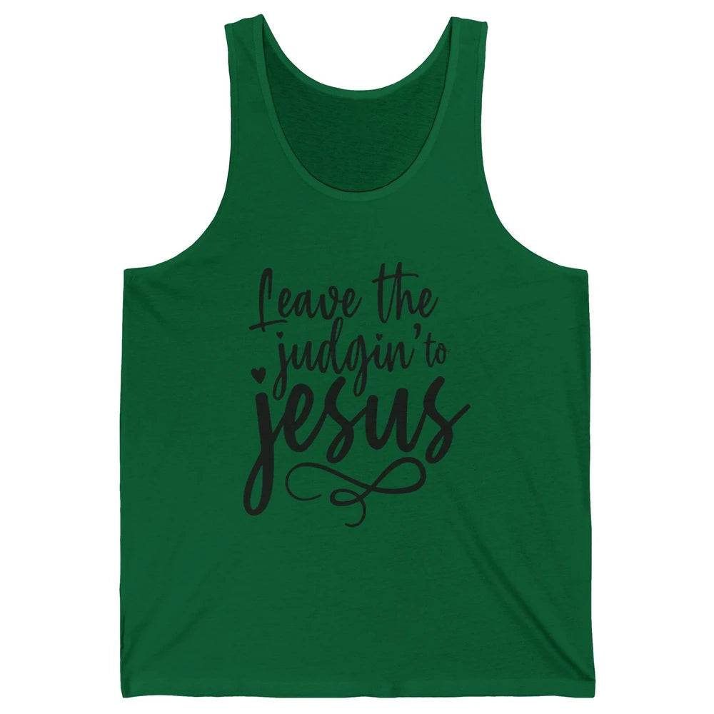 Retro Christian Here We Leave The Judging To Jesus Religious Unisex Jersey Tank