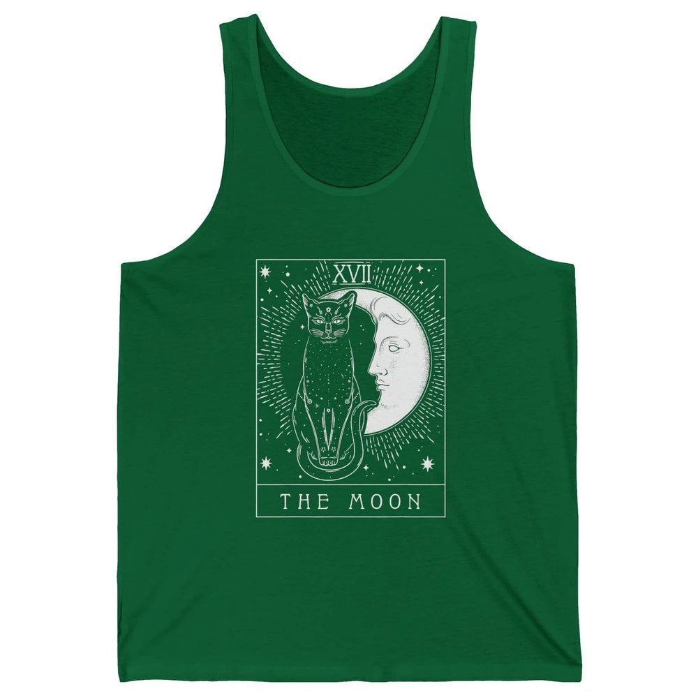 Retro Halloween Gothic Cat The Moon Tarot Card Witchcraft Unisex Jersey Tank