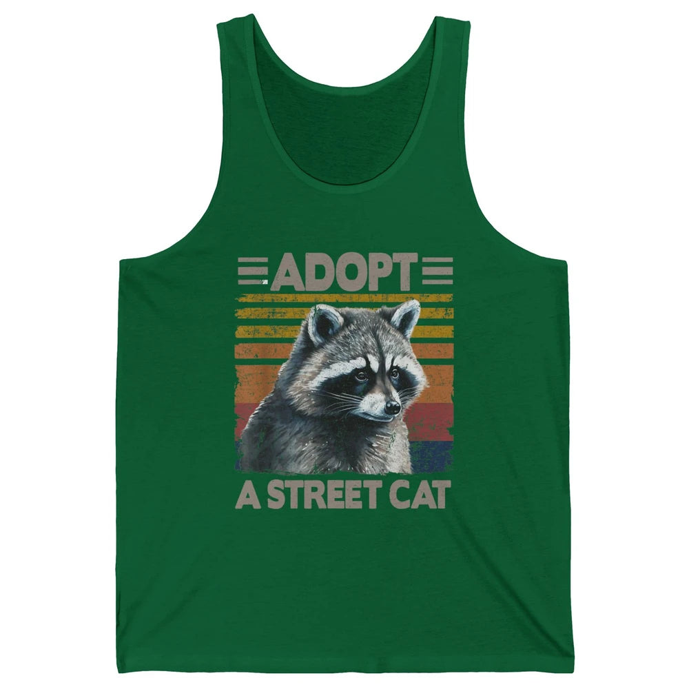 Retro Adopt A Street Cat Raccoon Watercolor Possum Adoption Unisex Jersey Tank
