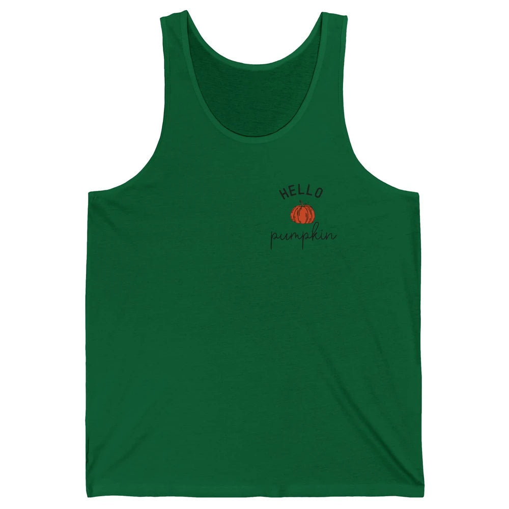 Pumpkin Halloween Hello Pumpkin Fall Thanksgiving Pocket Unisex Jersey Tank