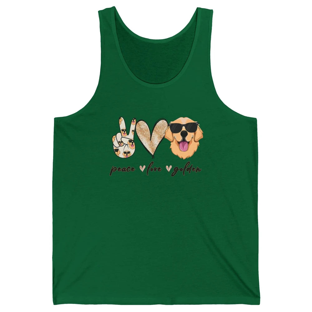 Peace Love Golden Dog Lover Golden Retriever Dad Mom Gift Unisex Jersey Tank