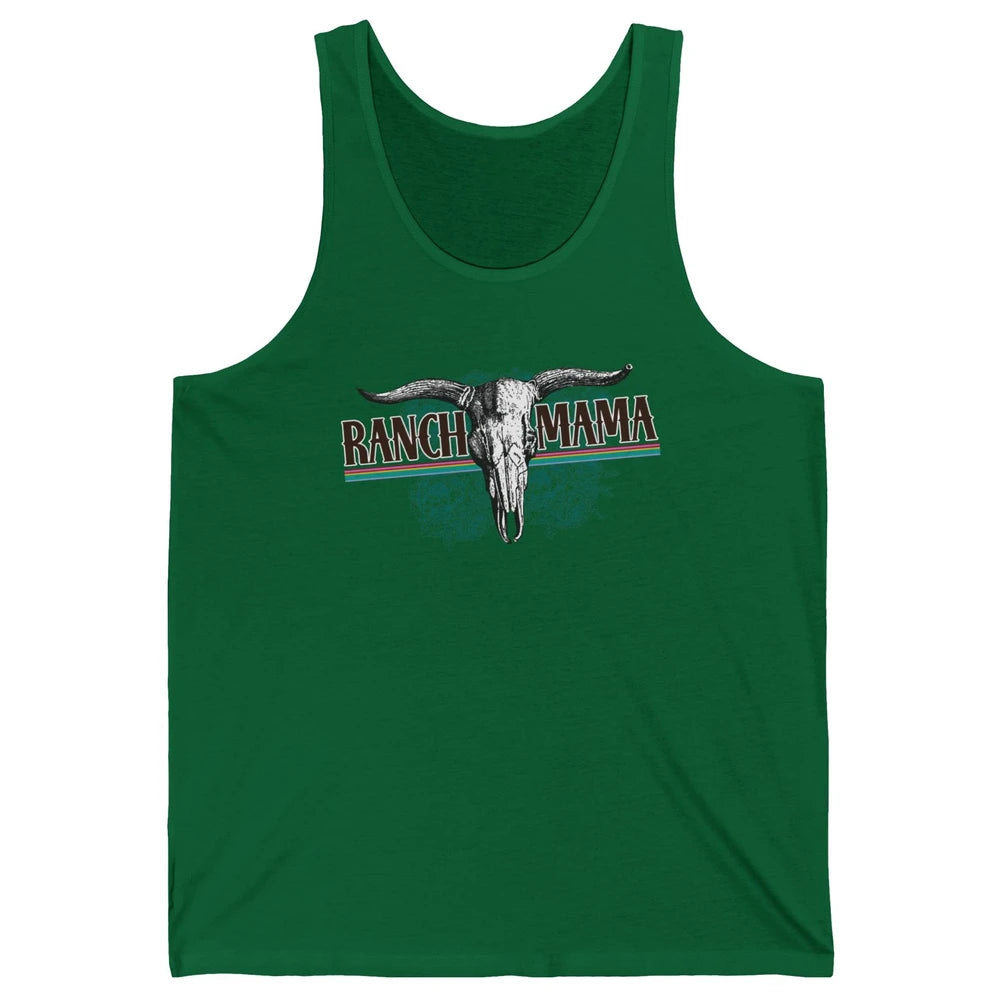 Retro Ranch Mama Highland Cow Skull Western Country Cowboy Unisex Jersey Tank