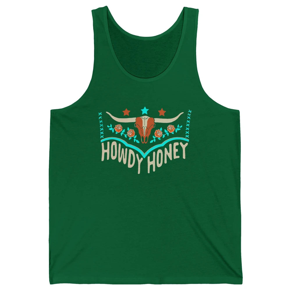 Retro Bull Skull Howdy Honey Western Country Cowboy Gift Unisex Jersey Tank