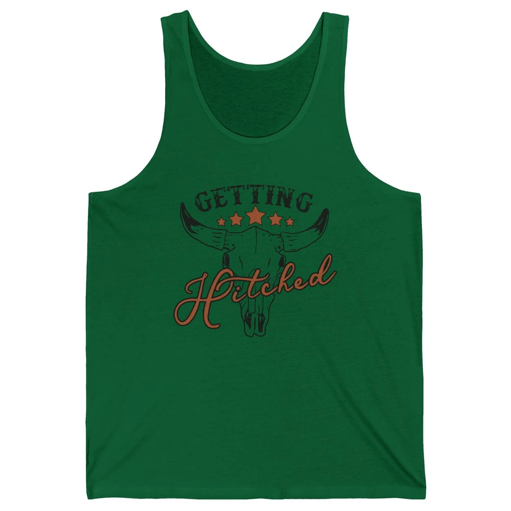 Retro Bull Skull Getting Rowdy Gettin Hitched Western Bridal Unisex Jersey Tank