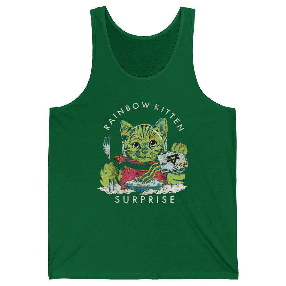 Retro Rainbow Kitten Surprise Gothic Halloween Funny Cat Pet Unisex Jersey Tank