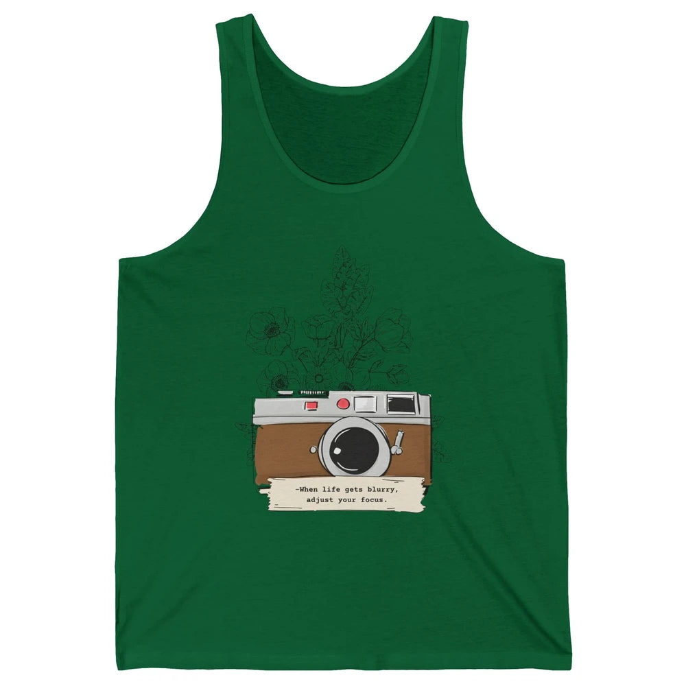 Retro Adjust Your Focus Floral Camera Mental Health Therapy Unisex Jersey Tank