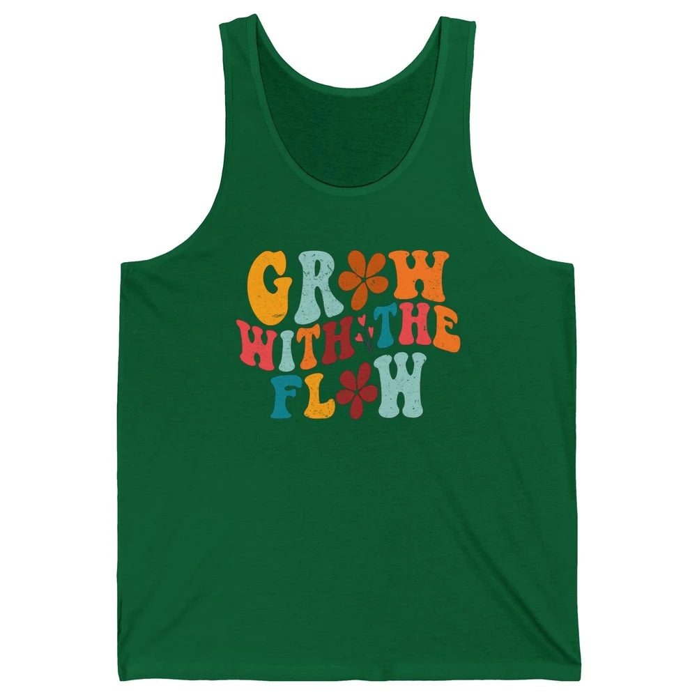 Retro Flower Grow With The Flow Summer Vintage Positive Life Unisex Jersey Tank