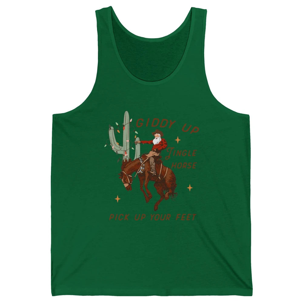 Cowboy Santa Horsing Giddy Up Jingle Horse Christmas Cactus Unisex Jersey Tank