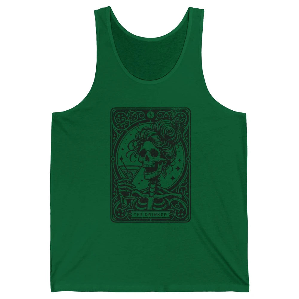 Skeleton The Drinker Tarot Card Halloween Drunk Mom Drinking Unisex Jersey Tank
