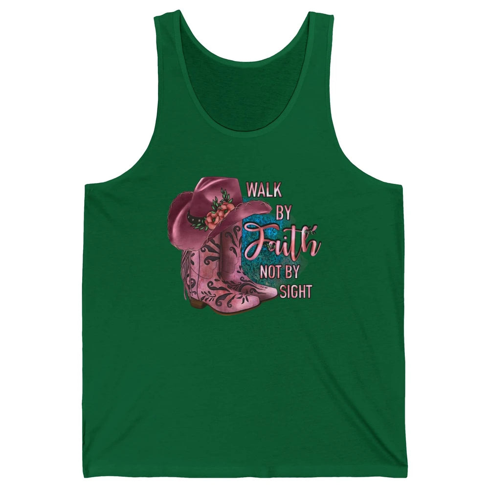 Retro Cowboy Boot Walk By Faith Not By Sight Western Cowgirl Unisex Jersey Tank