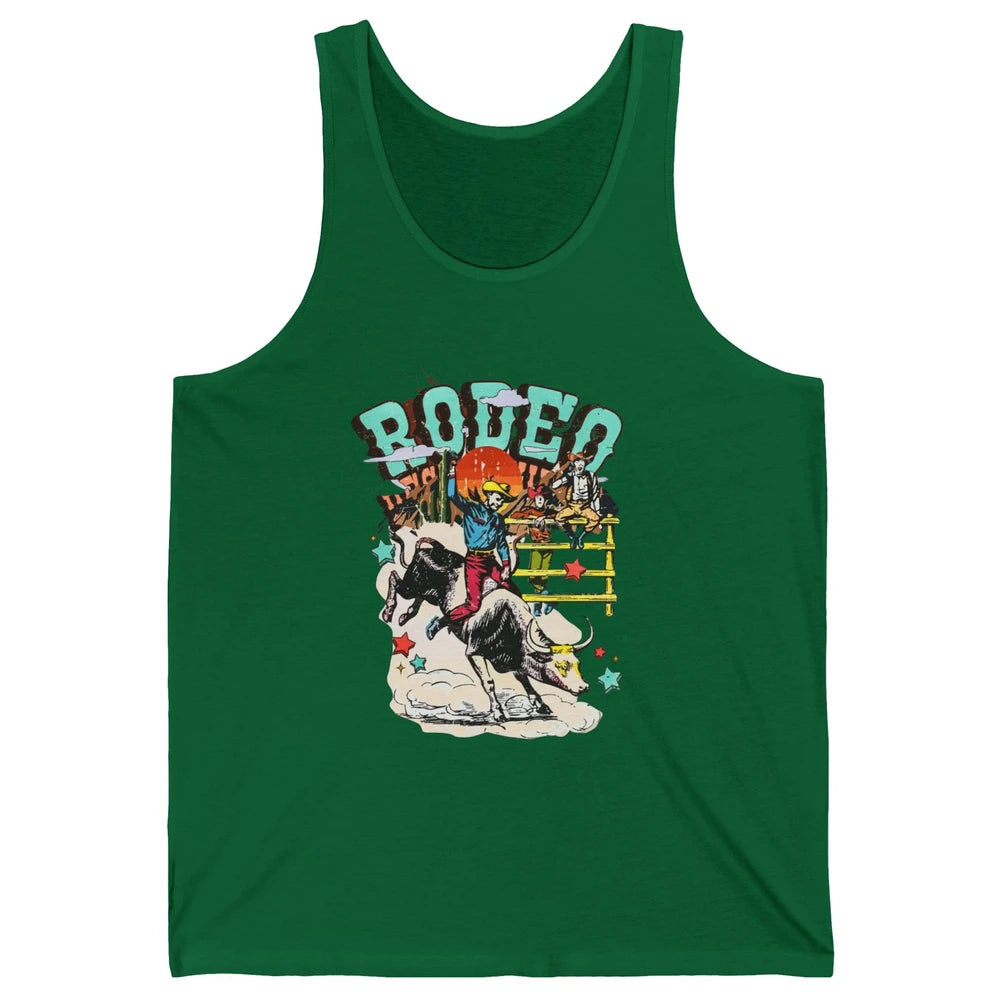 Retro Cowboy Horsing Rodeo Dad Bull Racing Western Country Unisex Jersey Tank