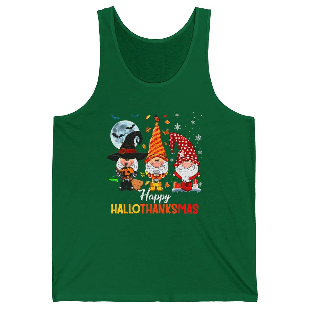 Funny Pumpkin Gnomes Hallo-thank-mas Thanksgiving Christmas Unisex Jersey Tank