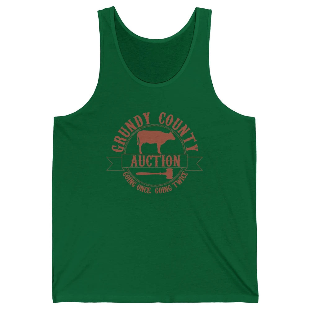 Retro Cow Cattle Grundy County Auction Western Country Farm Unisex Jersey Tank