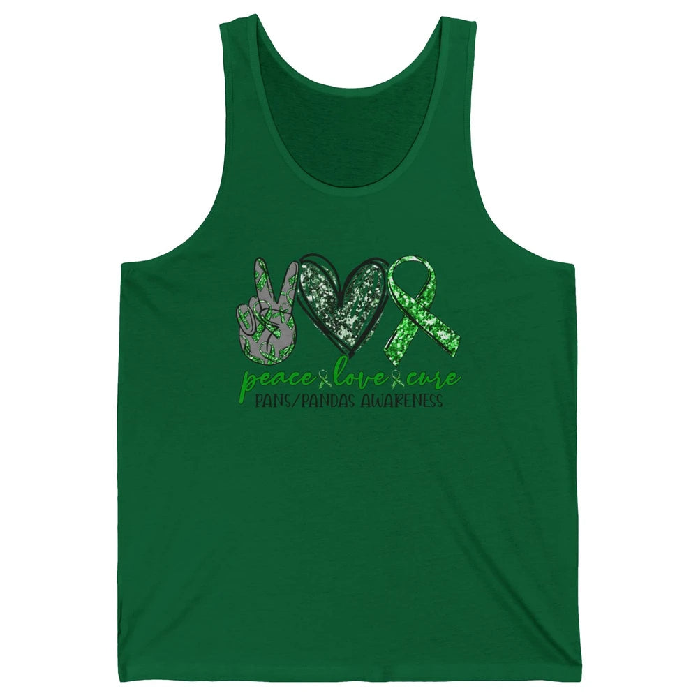 PANS/PANDAS Awareness Green Ribbon Peace Love Cure Unisex Jersey Tank